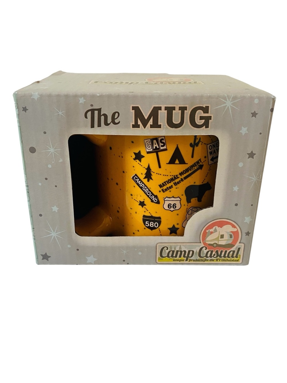 Camp Casual Tangerine Trip Ceramic Coffee Mug New in Box